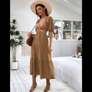 Tan Cut out Dress